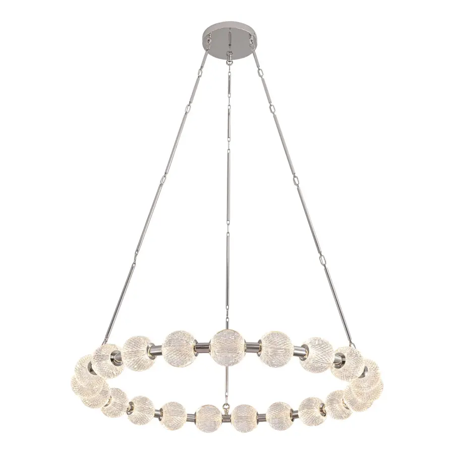 Luxurious Beaded Glass Chandelier with Warm LED Illumination - Image 1