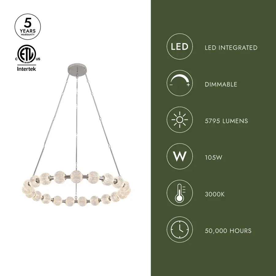 Luxurious Beaded Glass Chandelier with Warm LED Illumination - Image 13