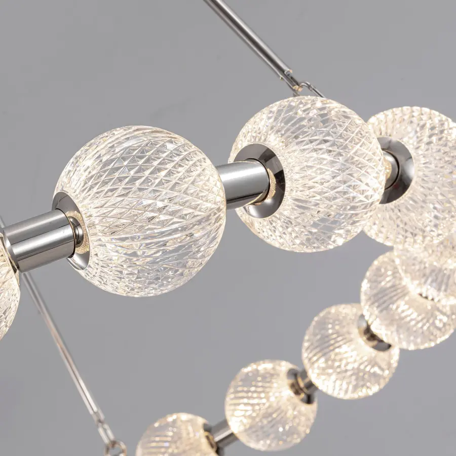 Luxurious Beaded Glass Chandelier with Warm LED Illumination - Image 7