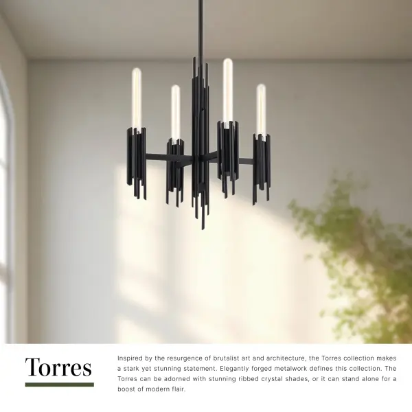 Torres 19-Inch Chandelier in Matte Black - Image 8
