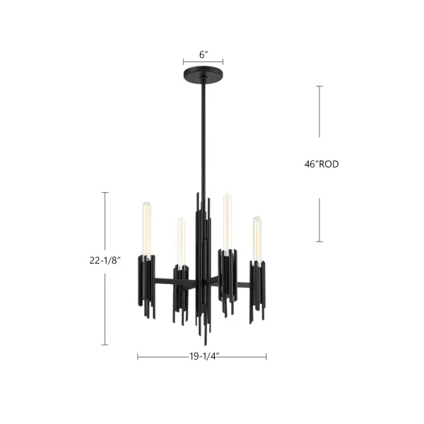 Torres 19-Inch Chandelier in Matte Black - Image 9