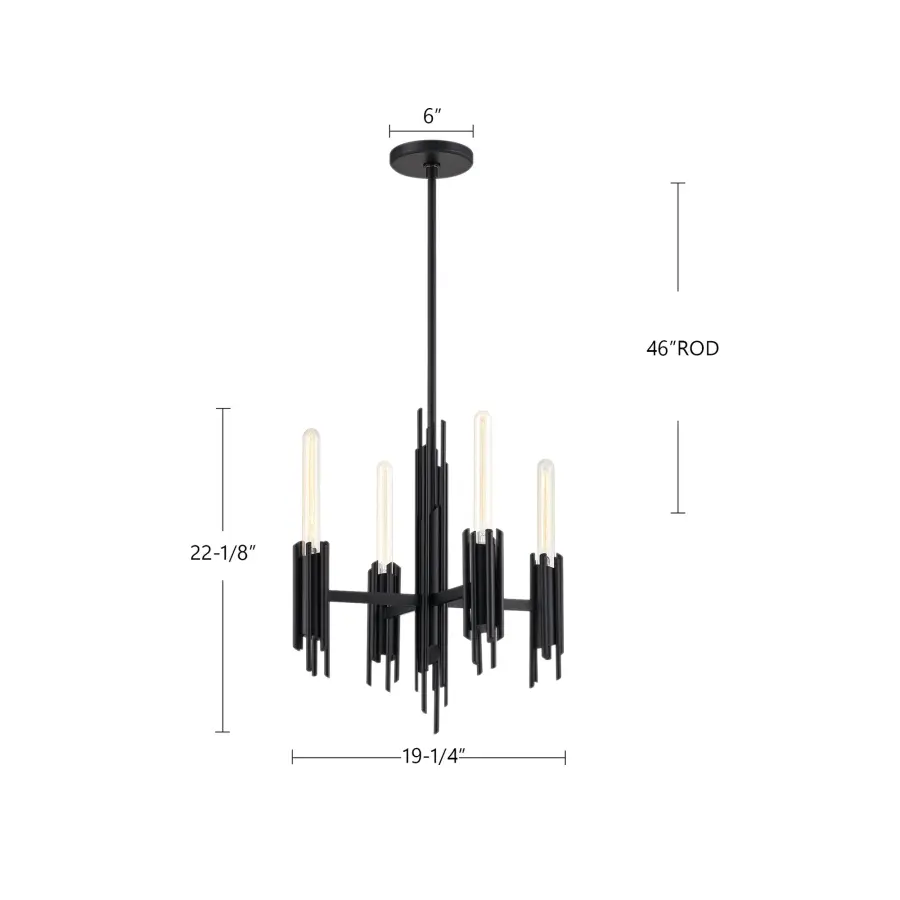 Torres 19-Inch Chandelier in Matte Black - Image 9