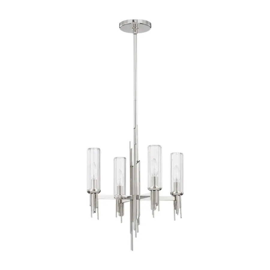 Torres 18-Inch Chandelier with Ribbed Crystal Shades - Image 1