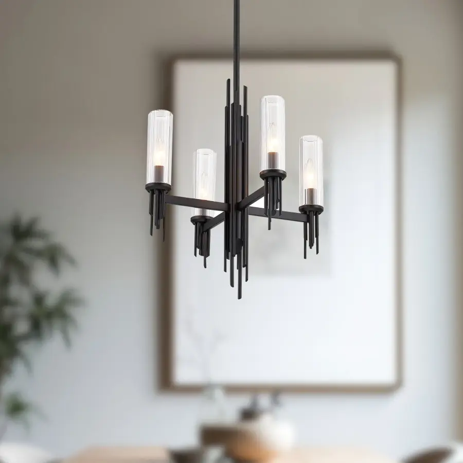 Torres 18-Inch Chandelier with Ribbed Crystal Shades - Image 3