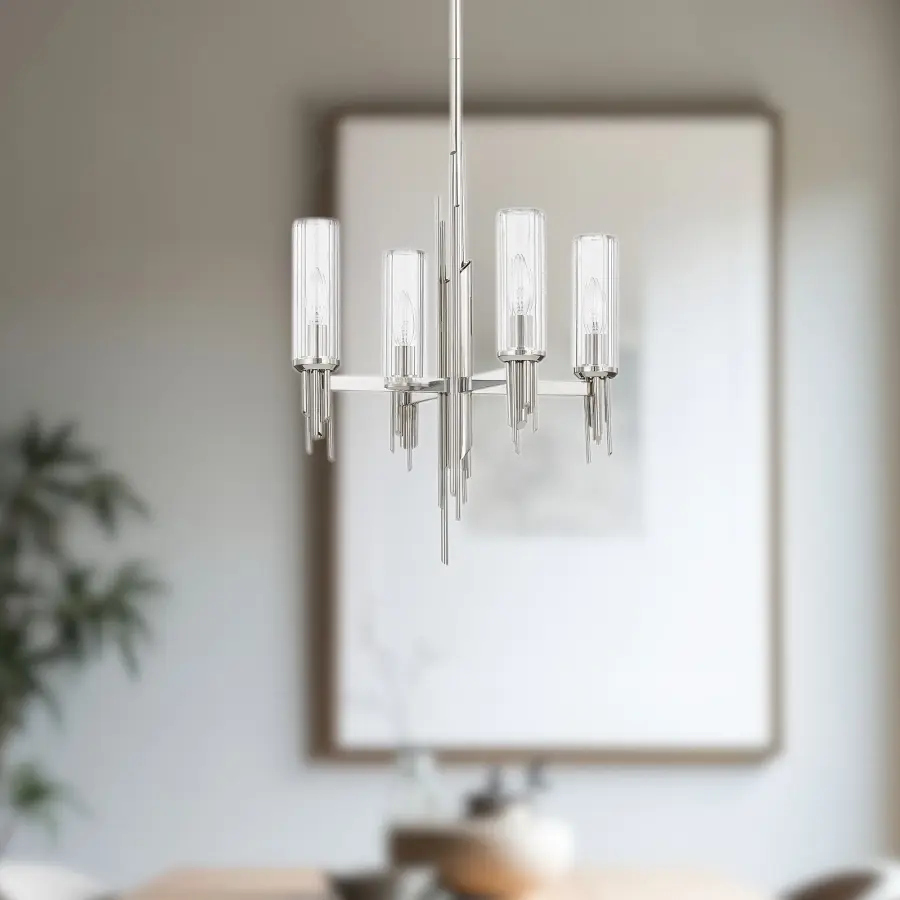 Torres 18-Inch Chandelier with Ribbed Crystal Shades - Image 4