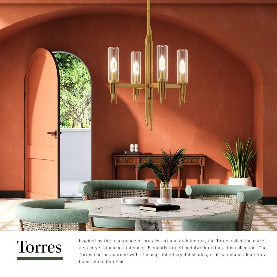 Torres 18-Inch Chandelier with Ribbed Crystal Shades - Image 9