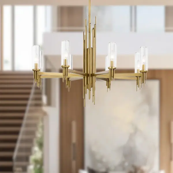Torres 36-Inch Chandelier with Ribbed Crystal Shades - Image 3