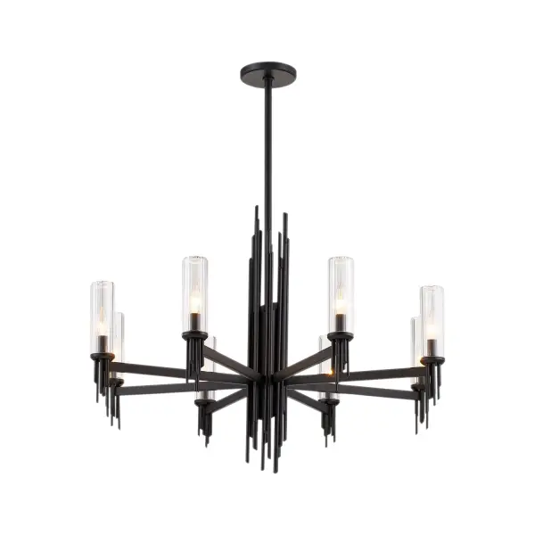 Torres 36-Inch Chandelier with Ribbed Crystal Shades - Image 4