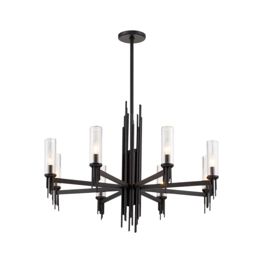 Torres 36-Inch Chandelier with Ribbed Crystal Shades - Image 4