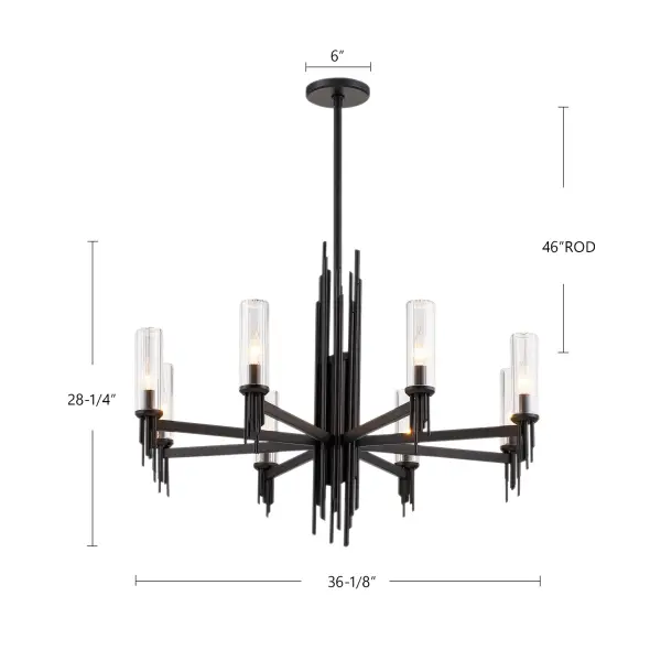 Torres 36-Inch Chandelier with Ribbed Crystal Shades - Image 6