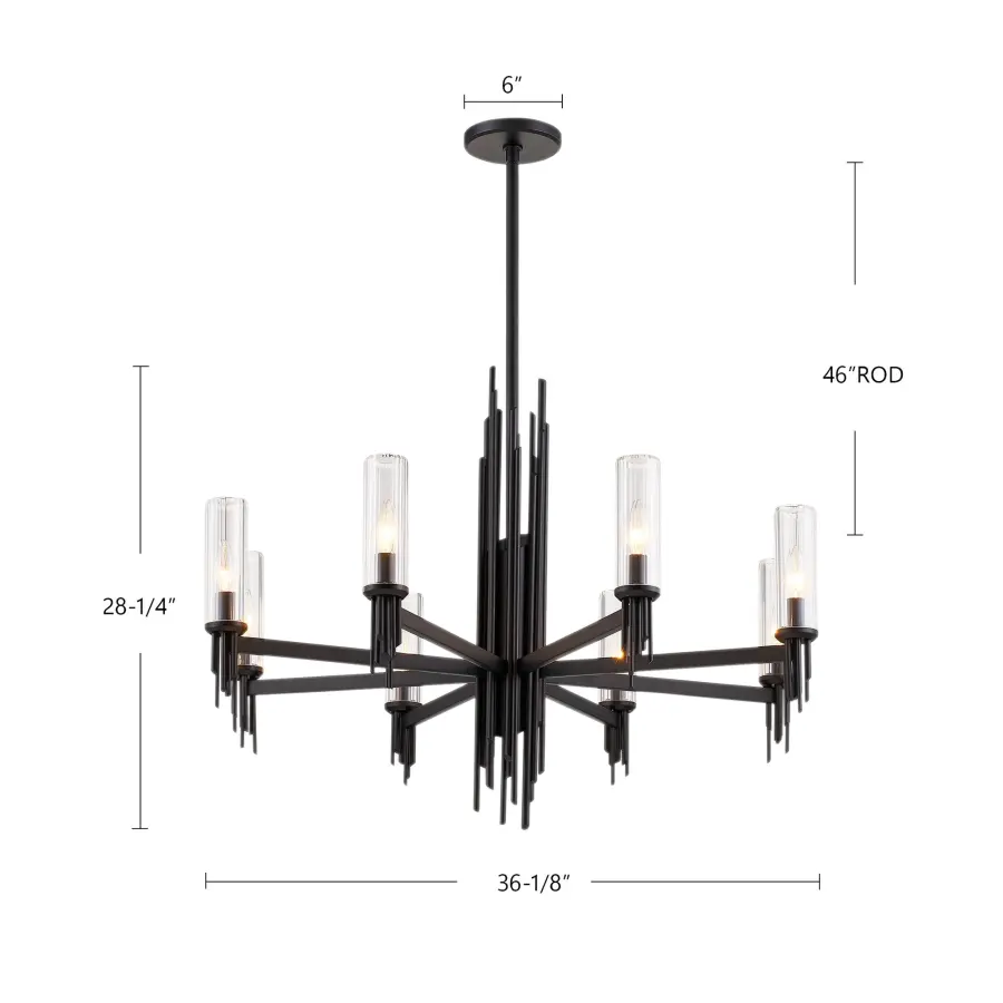 Torres 36-Inch Chandelier with Ribbed Crystal Shades - Image 6