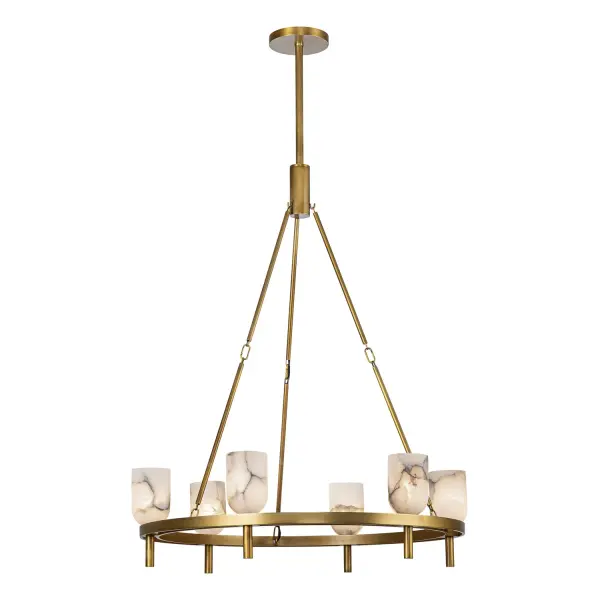 Lucian 32-Inch Chandelier in Polished Nickel with Alabaster - Image 1