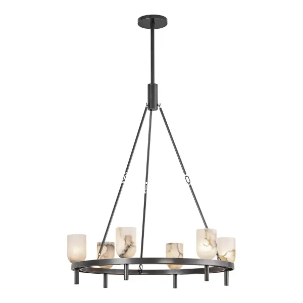 Lucian 32-Inch Chandelier in Polished Nickel with Alabaster - Image 11