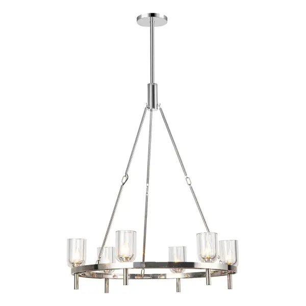 Lucian 32-Inch Chandelier in Polished Nickel with Alabaster - Image 17