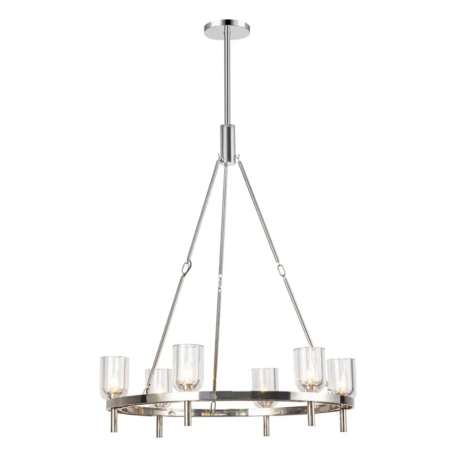 Lucian 32-Inch Chandelier in Polished Nickel with Alabaster - Image 17