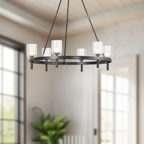 Lucian 32-Inch Chandelier in Polished Nickel with Alabaster - Image 5
