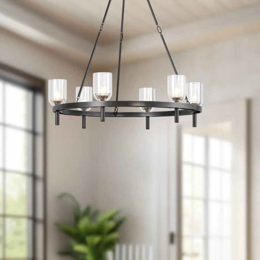 Lucian 32-Inch Chandelier in Polished Nickel with Alabaster - Image 5