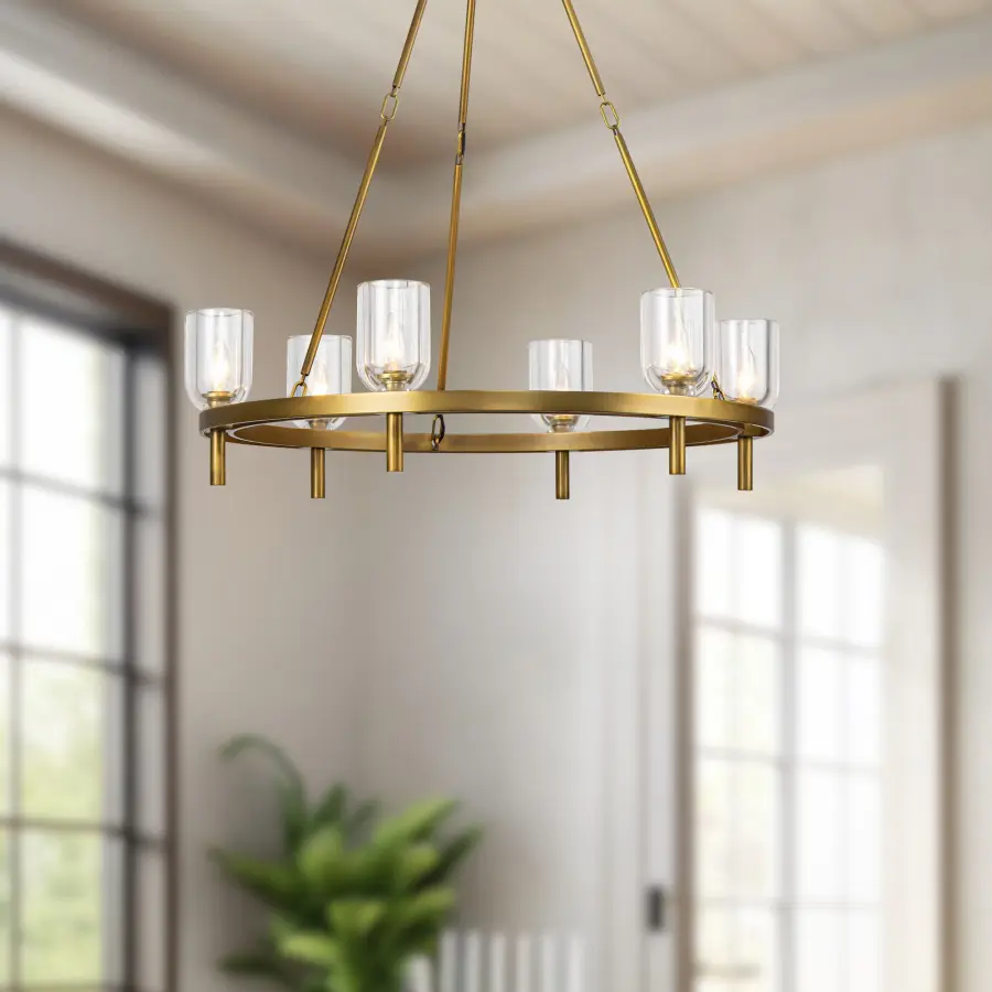 Lucian 32-Inch Chandelier in Polished Nickel with Alabaster - Image 7