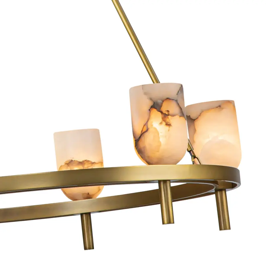 Lucian 32-Inch Chandelier in Polished Nickel with Alabaster - Image 8