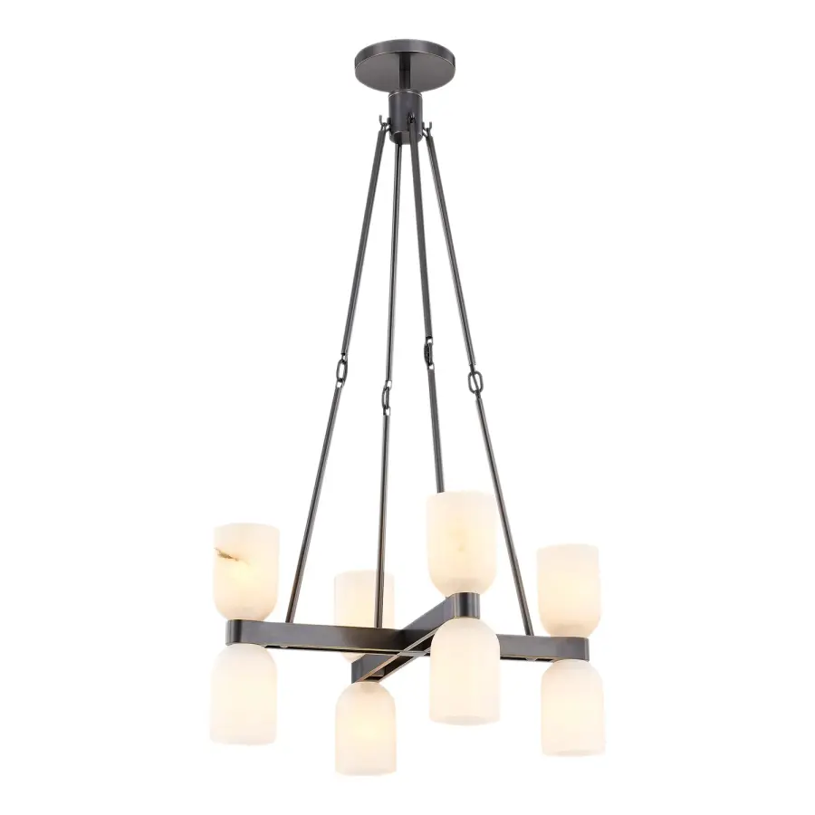 Lucian 22-Inch Chandelier in Polished Nickel with Alabaster - Image 12