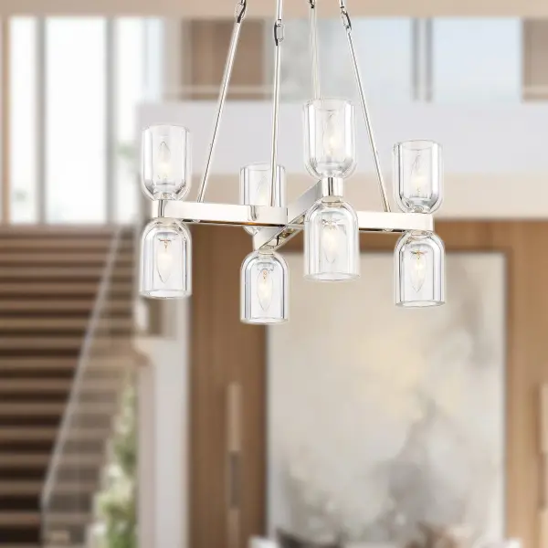Lucian 22-Inch Chandelier in Polished Nickel with Alabaster - Image 5