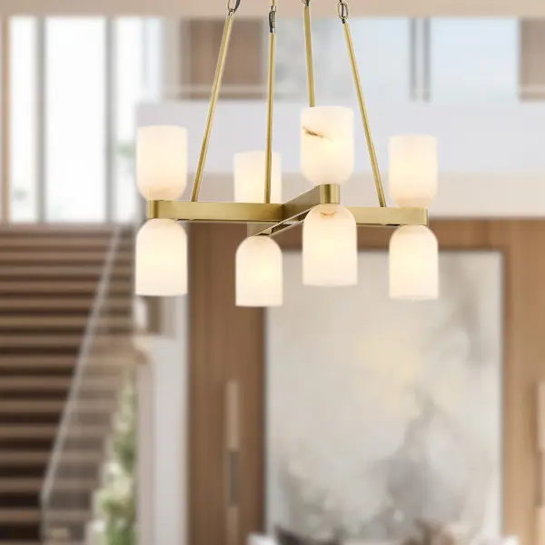 Lucian 22-Inch Chandelier in Polished Nickel with Alabaster - Image 8