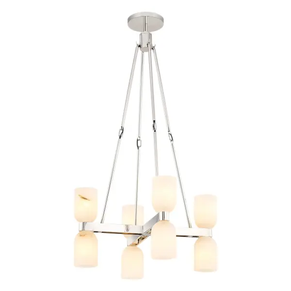 Lucian 22-Inch Chandelier in Polished Nickel with Alabaster - Image 10