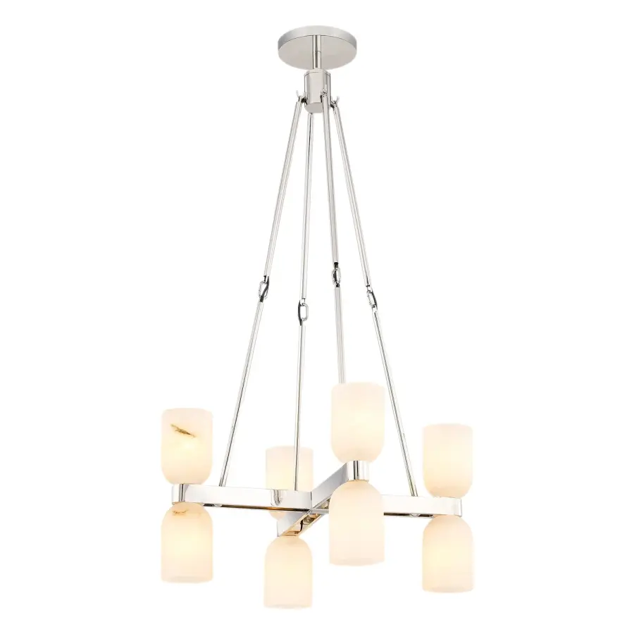 Lucian 22-Inch Chandelier in Polished Nickel with Alabaster - Image 10