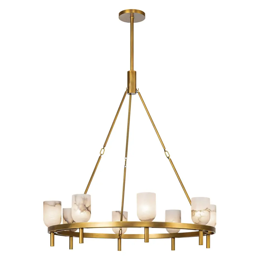 Lucian 36-Inch Chandelier in Polished Nickel with Alabaster - Image 1