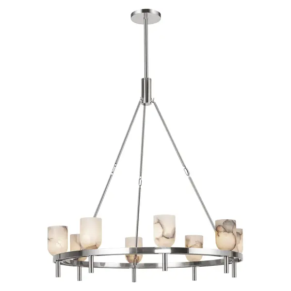Lucian 36-Inch Chandelier in Polished Nickel with Alabaster - Image 12
