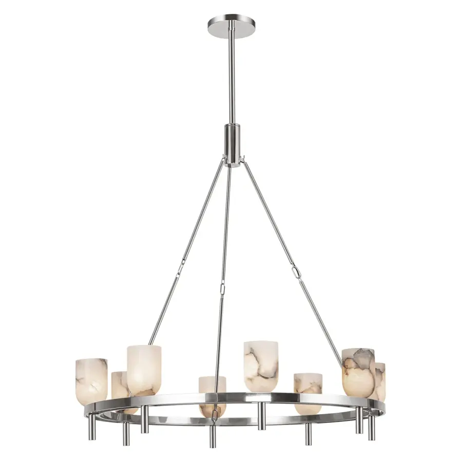 Lucian 36-Inch Chandelier in Polished Nickel with Alabaster - Image 12