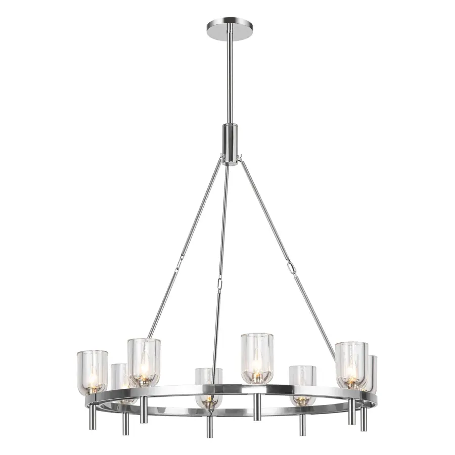 Lucian 36-Inch Chandelier in Polished Nickel with Alabaster - Image 13