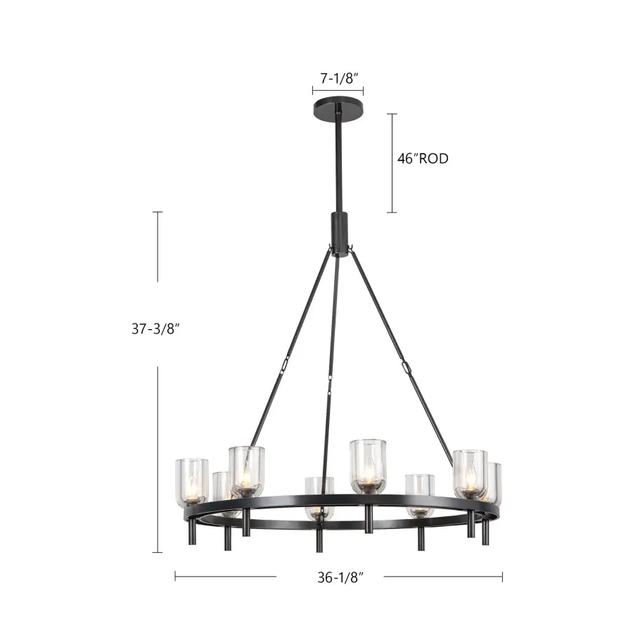 Lucian 36-Inch Chandelier in Polished Nickel with Alabaster - Image 14