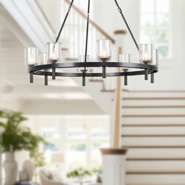 Lucian 36-Inch Chandelier in Polished Nickel with Alabaster - Image 6