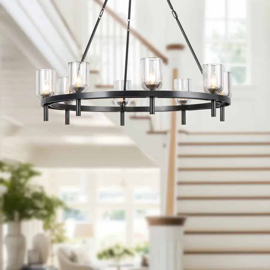 Lucian 36-Inch Chandelier in Polished Nickel with Alabaster - Image 6