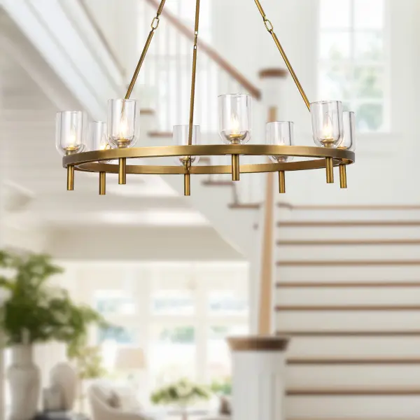 Lucian 36-Inch Chandelier in Polished Nickel with Alabaster - Image 8