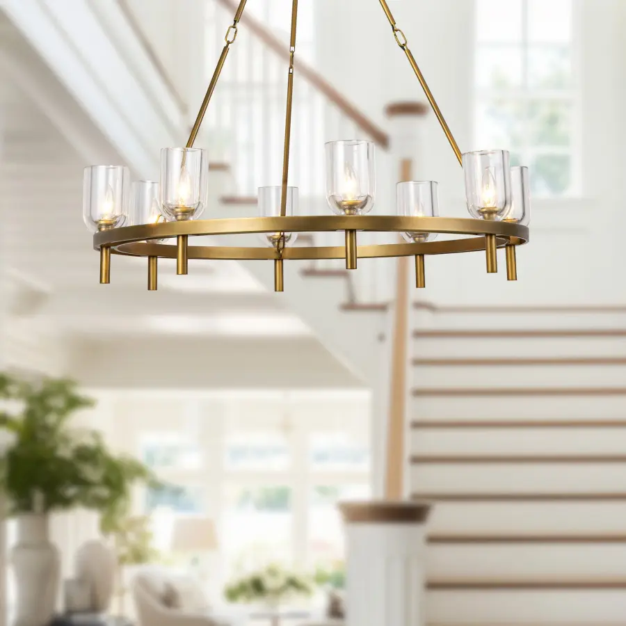 Lucian 36-Inch Chandelier in Polished Nickel with Alabaster - Image 8