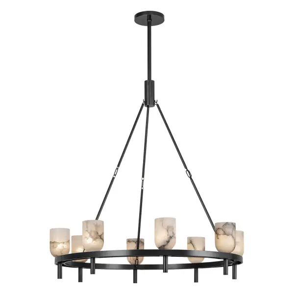 Lucian 36-Inch Chandelier in Polished Nickel with Alabaster - Image 10