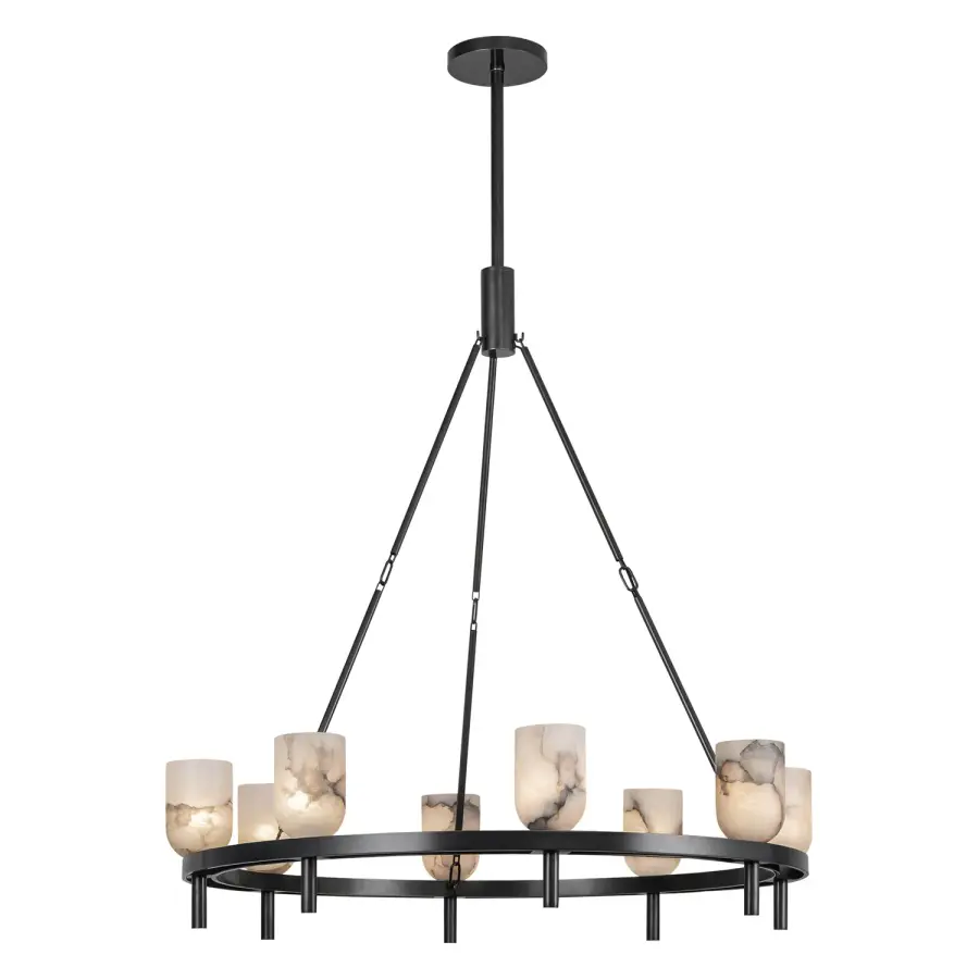 Lucian 36-Inch Chandelier in Polished Nickel with Alabaster - Image 10