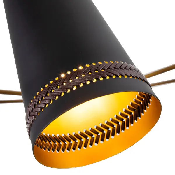 Brickell 45-Inch Chandelier in Matte Black with Hazelnut Leather - Image 7