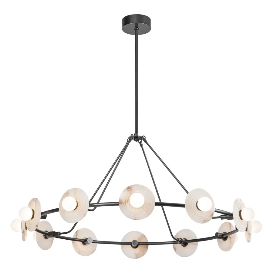 Dahlia 46-Inch Chandelier in Vintage Brass - Image 1