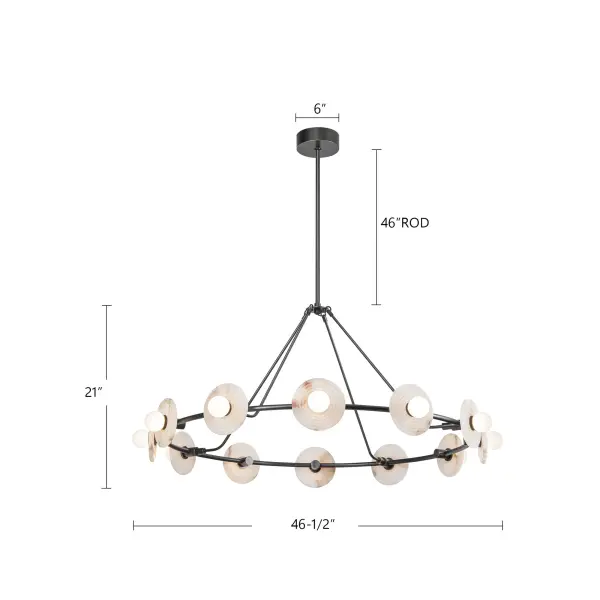 Dahlia 46-Inch Chandelier in Vintage Brass - Image 13