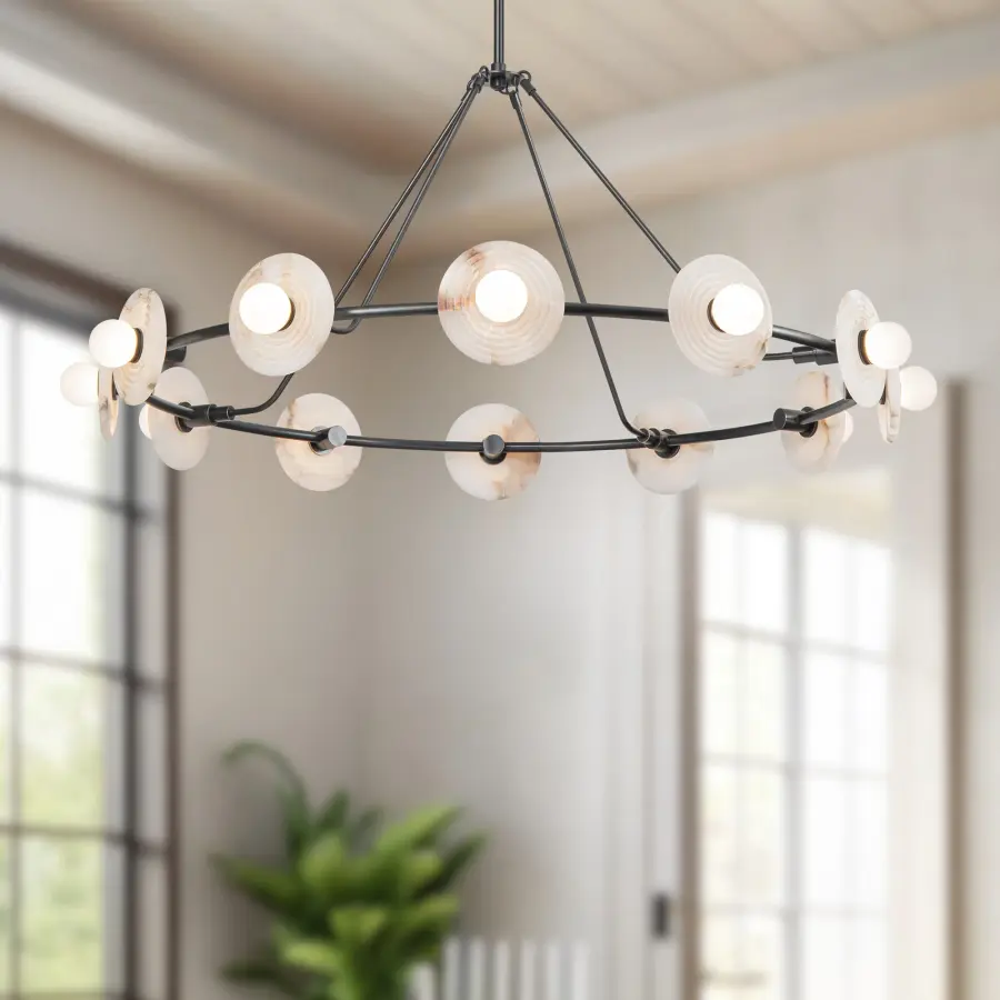 Dahlia 46-Inch Chandelier in Vintage Brass - Image 4