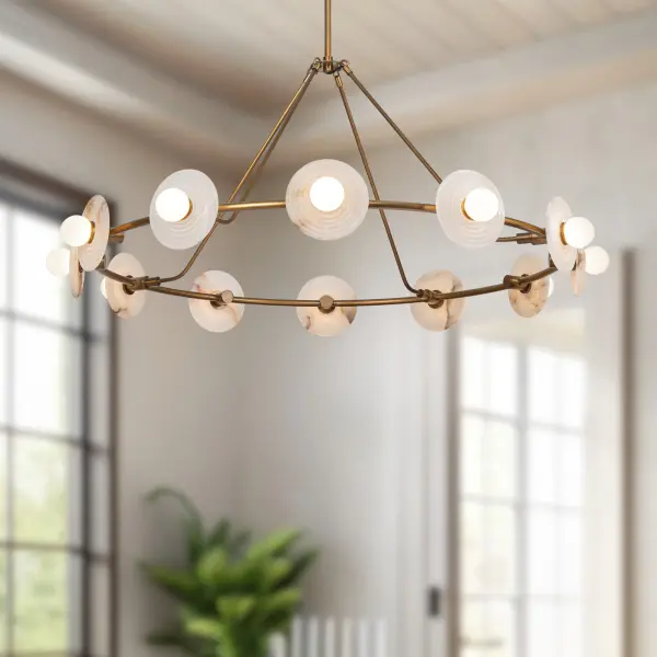 Dahlia 46-Inch Chandelier in Vintage Brass - Image 5