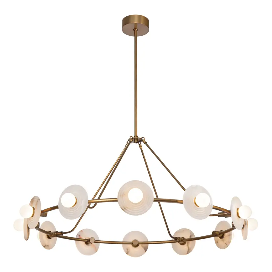 Dahlia 46-Inch Chandelier in Vintage Brass - Image 6