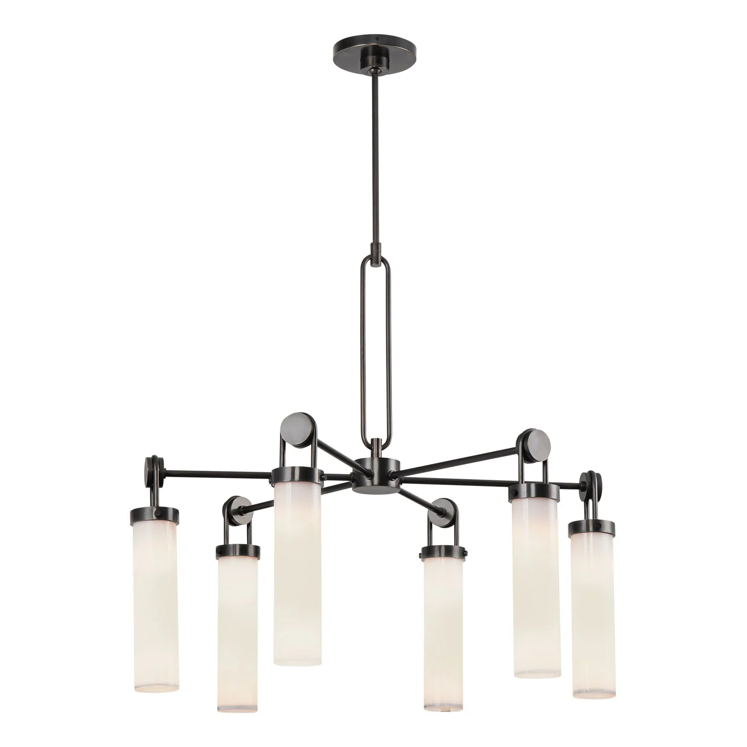 Wynwood 32-Inch Chandelier in Vintage Brass with Glossy Opal Glass
