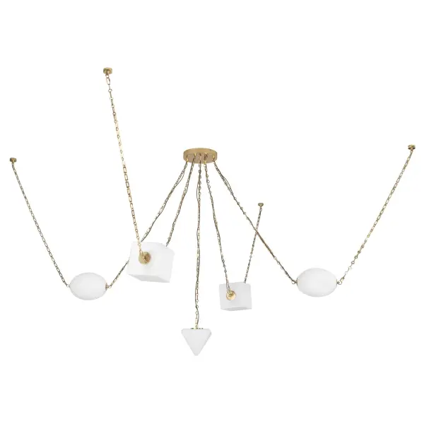 The Mineral chandelier transforms natural alabaster and mineral glass into a stunning constellation of light. Designer Jason Koharik's iconic piece features geometric forms in urban bronze, integrated selectable LED technology, and a custom jewelry-inspired chain for sophisticated spaces. - alternate view
