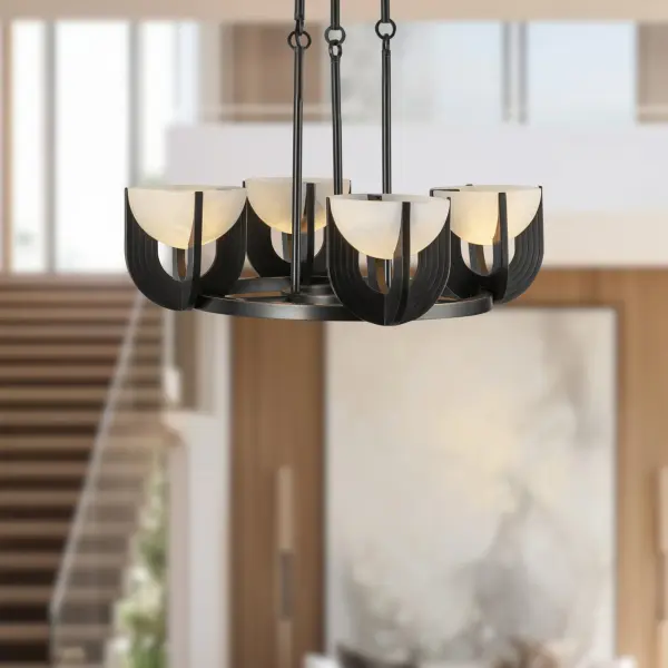 Colette 23-Inch Chandelier in Urban Bronze with Alabaster - Image 3