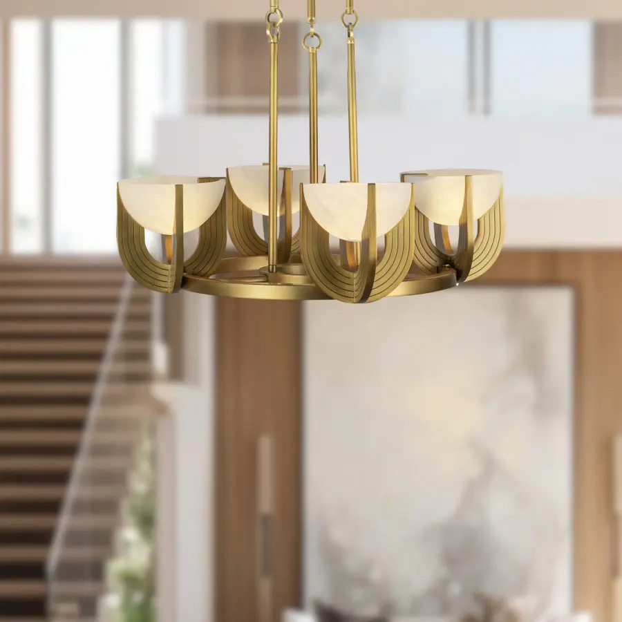 Colette 23-Inch Chandelier in Urban Bronze with Alabaster - Image 4