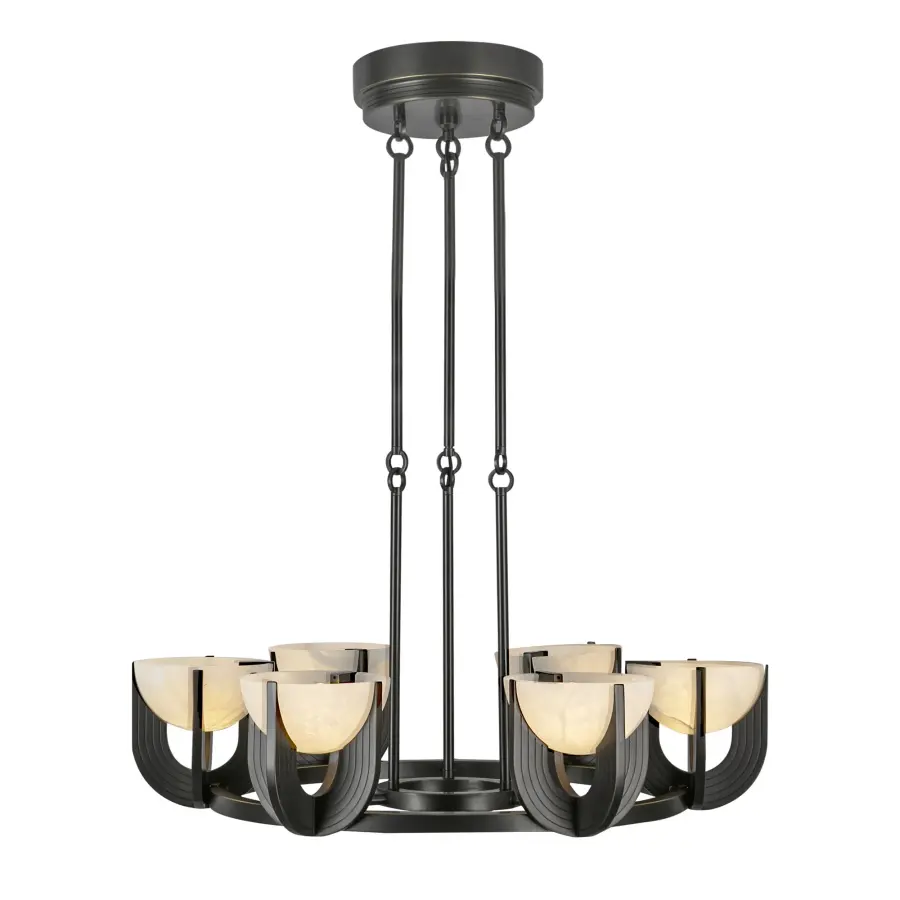 Colette 27-Inch Chandelier in Urban Bronze with Alabaster - Image 1